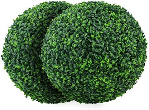Sunnyglade 2 PCS 19.7 inch 4 Layers Artificial Plant Topiary Ball Faux Boxwood Decorative Balls for Backyard, Balcony,Garden, Wedding and Home Décor (19.7 inch)