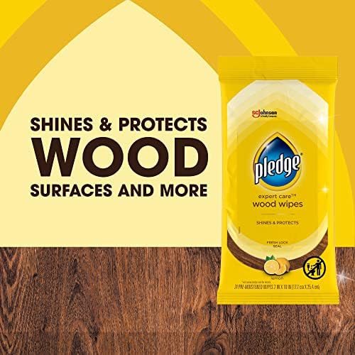 Pledge Expert Care Enhancing Wood Wipes, Lemon Scent, 24 Count (Pack of 6, 144 Total Wipes)