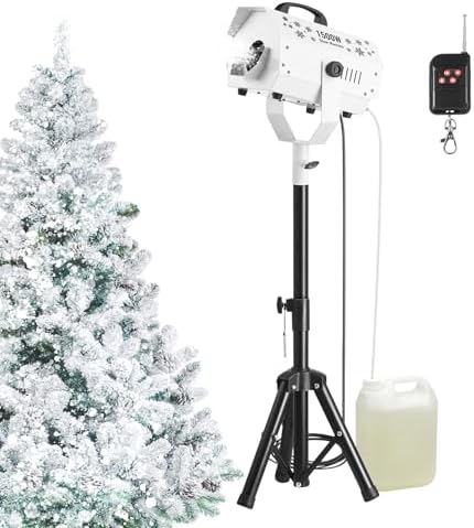 VEVOR Snow Machine, 1500W Snow Maker Machine with Height Adjustable Stand and Remote Control, High Output Portable Artificial Snowflake Machines for Christmas Holidays Parties Wedding Stage Effect