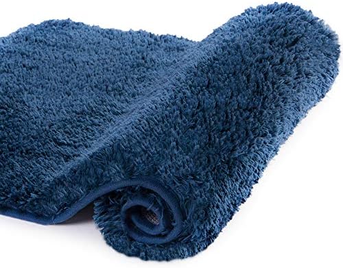 Walensee Large Bathroom Rug (24 x 36, Navy) Extra Soft and Absorbent Shaggy Bath Mat Machine Washable Microfiber Non Slip Luxury Floor Mat