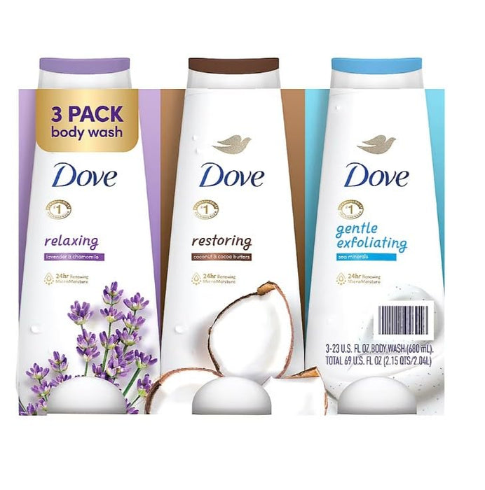 Dove Relax, Exfoliate & Restore Body Wash Variety Pack, 3 pk./23 oz.