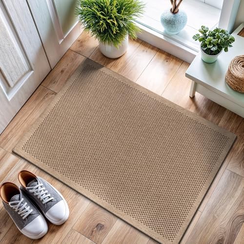CAMILSON Easy Jute Rug 2x3, Indoor Outdoor Natural Color Fiber Area Rugs for Living Room and Kitchen Rug, Sisal Boho Woven Design, Easy-Cleaning, Washable Outside Carpet Alfombras (2 x 3)