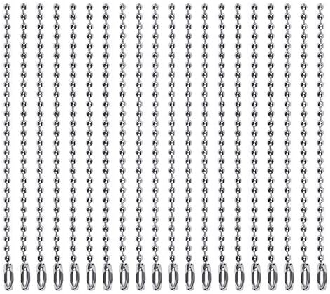 20 PCS Ball Bead Chains, Stainless Steel Extension Ball Chains Metal Bead Connector Clasp Keychain Tags for Christmas Ornaments Jewelry Finding Making, 3.9" Long 2.4mm Diameter