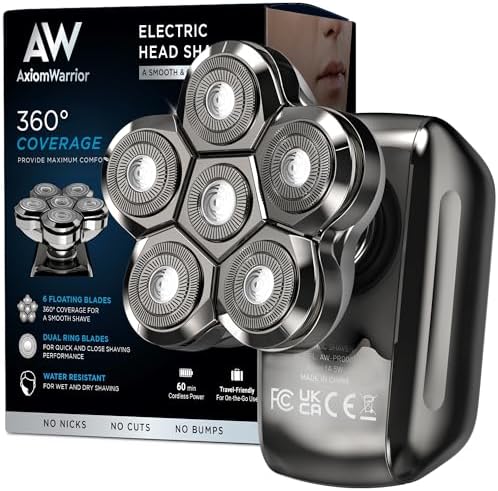 Electric Head Shaver for Bald Men: Waterproof Cordless Electric Razor for Bald Head & Hair Shaving - Close Shave, Skin-Friendly, 360° Full Coverage & Effortless Control, Easy to Clean, Wet & Dry Use