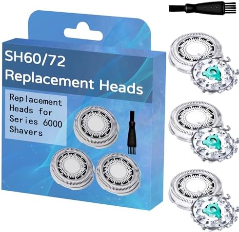SH60/72 Replacement Heads Compatible with Philipsi Norelcoo Series 6000 Shaver, SH60 Shaving Replacement Head for Philipsi Razors S6820, S6810, S6850 S6880/81