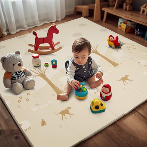 Large Baby Play Mat Foldable,0.8 Inch Waterproof Playroom,79 x 71 Playpen Mat | Outdoor Backyard Non-toxic Crawling Cushioned Infant, Folding Floormats Toddler Extra Thick Kids Playmat