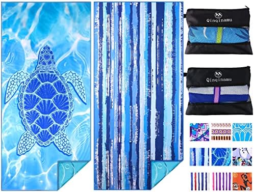 2 Pack Microfiber Oversized Lightweight Beach Towel 71"x32" XL Extra Large Thin Sand Free Towels Travel Swim Pool Yoga Gym Camping for Adults Women Men Beach Essentials Accessories Vacation Gift