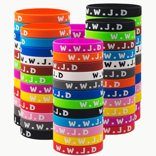 WWJD Rubber Bracelets Colorful What Would Jesus Do Silicone Wristbands for Men Women Party Favors Christian Jesus wwjd Inspirational Bracelet Motivational Bracelet Christmas Gifts Church