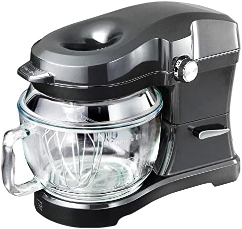 Kenmore 500W Oviation Stand Mixer - 10 Speed Mixing, Tilt-Head, 5QT Handheld Glass Bowl With Pouring Top Splash Guard, Flat Beater, Whisk, Dough Hook Attachments Countertop Kitchen Appliance, Black