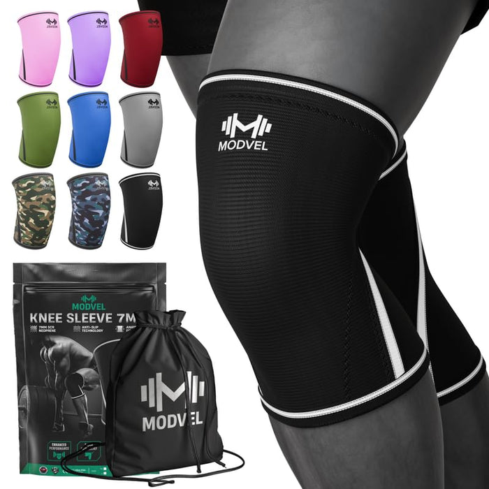 Modvel Strength 7mm Knee Sleeves (Pair) for Weightlifting & Powerlifting (USPA, IPL Approved) | High-Performance Knee Compression Support For Squats, Weight Lifting - Men and Women