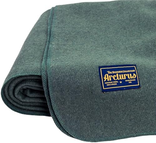 Arcturus Bighorn 100% Virgin Wool Blanket | Heirloom-Quality Wool Bedding for Home & Cabin | Warm, Thick & Durable (Queen Size, Sage)