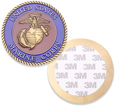 3" Marine Corps Challenge Coin Colored Filled - EGA Adhesive Medallion USMC - US Marines Military Coin Car Emblem - Amazing 3" Custom Coin Designed by U.S.M.C Veterans