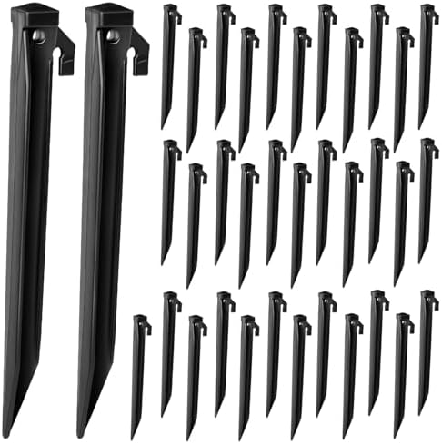 36 Pieces Plastic Inflatable Stakes, 8.7 Inch Inflatable Tent Stakes Replacement Inflatable Stakes for Halloween Christmas Holiday Inflatables Garden Decorations (36, Black)