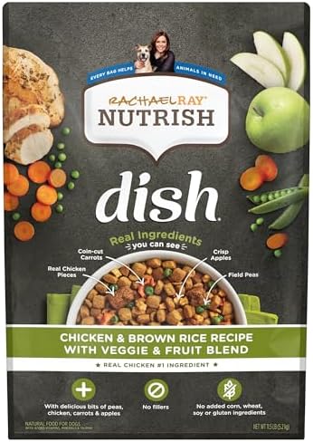 Rachael Ray Nutrish Dish Premium Dry Dog Food, Chicken & Brown Rice Recipe with Veggies & Fruit, 11.5 Pounds