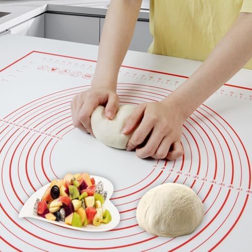 32x24" Extra Large Dough Mat Silicone Baking Mats for Rolling Pastry Kneading Sheet Sourdough Bread Baking Supplies Red