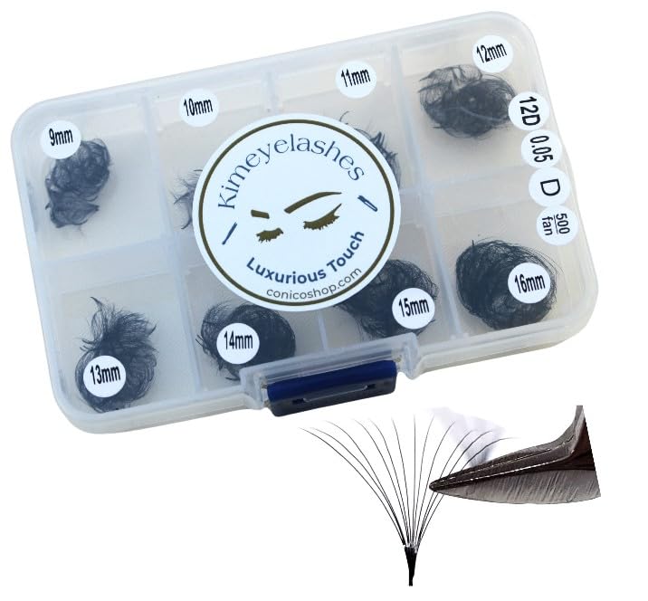5D Premade fans Wispy lashes 500 Fans 0.07 Mixed Lengths Volume loose Fans C D Curl Handmade Fan eyelash extensions Kimeyelashes promade fan (Curl D - 12D 0.05)