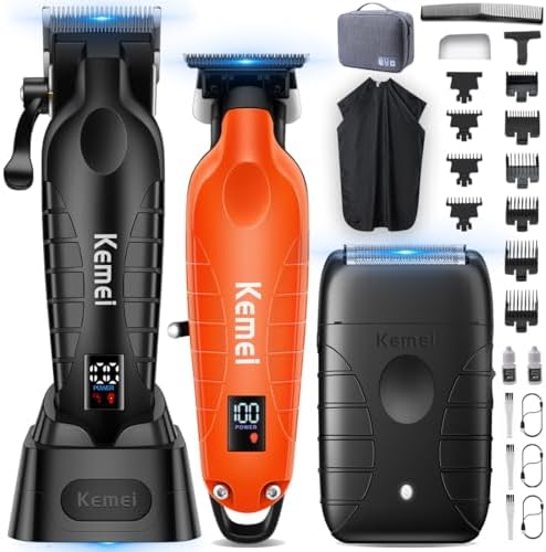 KEMEI Hair Clippers for Men Professional,Mens Barber Clippers and Trimmers Set,Cordless Hair Clipper and Barber Kit,Hair Cutting Kit, 2293 Trimmer,KM 2290D,KM T95