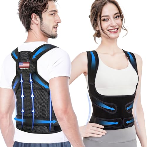 Posture Corrector for Women and Men - Adjustable Back Brace for Pain Relief - Enhances Posture and Provides Lumbar Support - Upper and Lower Back Straightener - Breathable Back Support (Black, Small)