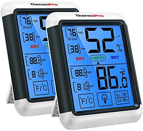 ThermoPro TP55 Digital Indoor Hygrometer Thermometer, 4-Inch Temperature/Humidity Monitor with Touchscreen and Backlit, Indoor Room Thermometer/Humidity Meter for House Home Greenhouse