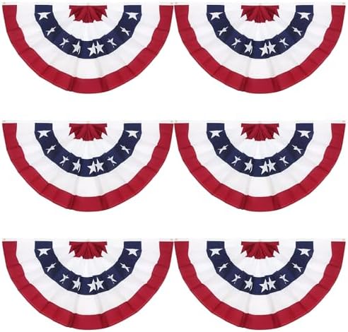 GoosWexmzl 3x6Ft American Pleated Fan Flag,USA Patriotic Half Fan Bunting Flag,Decoration Flags (Set of 6)
