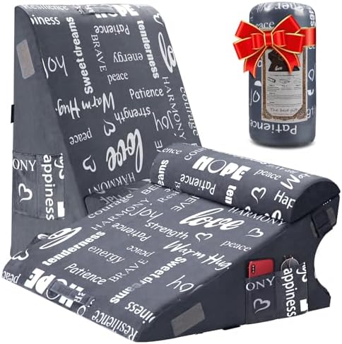 Wedge Pillow for Sleeping 10" Bed Pillow for Acid Reflux, GERD, Back and Neck Support, Soft Memory Foam Top for Post Surgery with Removable Cover