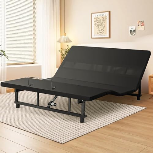 King Adjustable Bed Base Frame - Premium Metal, Head & Foot Incline, Wireless Remote, Zero Gravity, Quiet Motor (79" L x 74" W x 12.72" H) Black