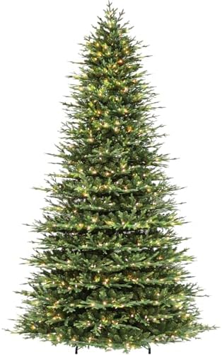 Hykolity 12 ft Prelit Christmas Tree, Artificial Christmas Tree with 850 Warm White Lights, 8109 Branch Tips, Metal Stand and Hinged Branches for Holiday, Decoration