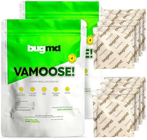 BugMD Vamoose Rodent Repellent Pouches (2 Pack, 8 Pouches) – Plant-Powered Rat Repellent, Mouse Deterrent, Indoor & Outdoor Mice Repellent, Best Mouse Repellent, Natural Rat & Mouse Repellent
