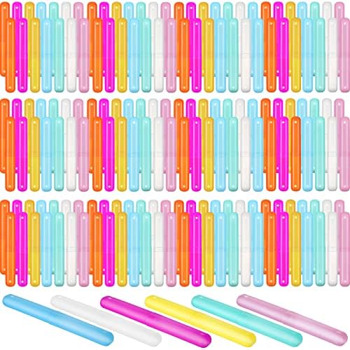 Lallisa 200 Piece Travel Toothbrush Case Holder Bulk Multicolor Portable Toothbrush Covers Plastic Tooth Brush Containers for Travel Camping School Indoor Outdoor