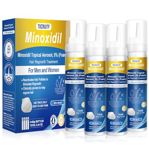 Minoxidil Foam, 5% Topical Minoxidil Foam, Infused with Biotin, Hair Growth Treatment, Minoxidil for Men and Women, Supports Thicker and Fuller Hair & Beard (Minoxidil Foam, 8.44oz, 4 Month Supply)