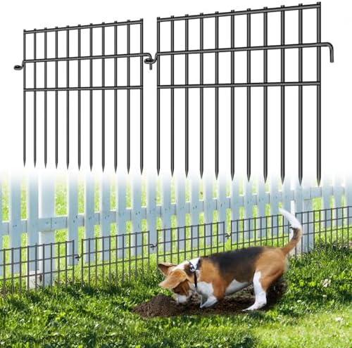 37ft (L) X 13in (H) Garden Animal Barrier Fence, 26 Pack No Dig Dog Fence Border, 1.44in Gap Decorative Fences, Rustproof Metal Wire Garden Border Fence for Dog, Rabbits Ground Stakes