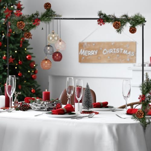 Over The Table Rod Stand with Clamps 29''-54'' Tall 37"-124" Length Adjustable Table Arch Stand Metal Balloon Frame Hanging for Wedding Birthday Party Halloween Christmas Decoration Black