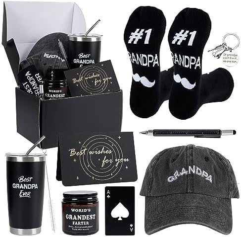 Kolewo4ever 9 Pieces Grandpa Gifts Fathers Day Gift for Grandfather from Granddaughter Grandson,Best Grandpa Gifts for Grandfather (Style-1)