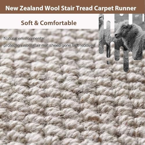 Bullnose Carpet Wool Stair Treads Non-Slip for Wooden Steps Indoor, Self-Adhesive Stair Protectors Soft Comfortable Carpet Runner,Pet Friendly Stair Rugs Covers Mats Staircase Step Covers,Washable(Gra
