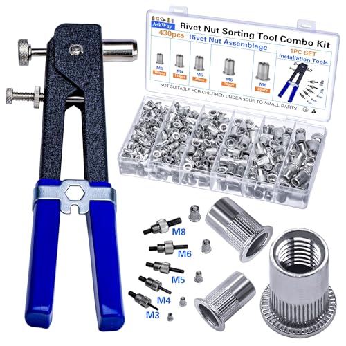 Pressure Rivet Nut Tool Kit, 430Pcs Metric Rivet Nut Combination (M8/M ...