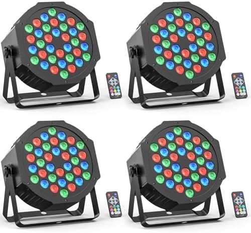 36LED Stage Lights RGB Par Light DMX Lighting Stage Uplights for Events Music Dances Shows Party Wedding Church School Christmas Club (4 Packs)