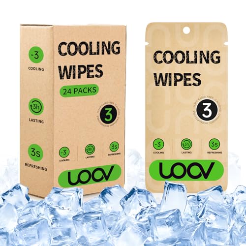 Cooling Body Wipes, 10''x25'' Huge Cooling Towels, 3s Ice Sensation Wipes for Hot Weather, Camping, Gym, Yoga, Marathon, Oversized and Extra-Thick, Individually Wrapped, 24 Count