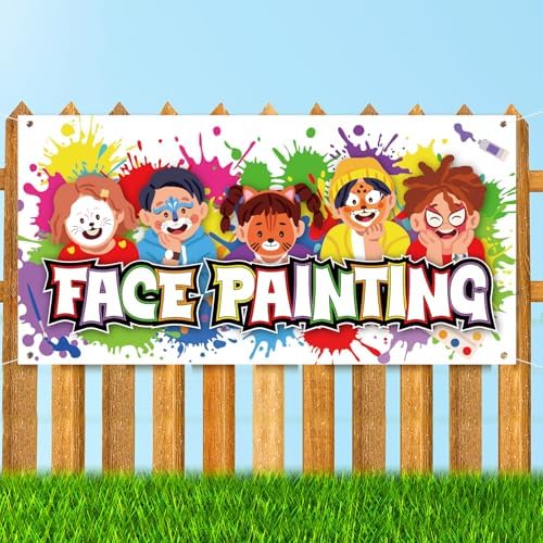 2x4 ft Face Painting Banner Sign Face Decorations Attract Customers at Halloween Party Costume Christmas Cosplay Exhibitions Makeup
