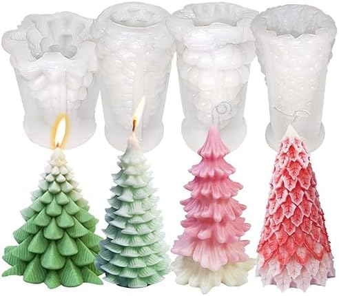 4PCS Christmas Tree Silicone Molds Kit - Resin & Wax Candle Soap Molds