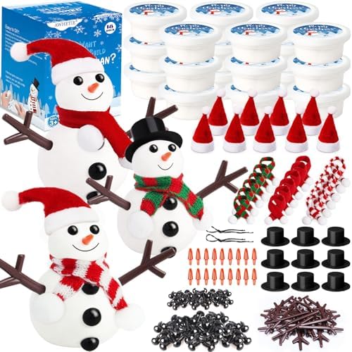 18 Pack Stocking Stuffers for Kids,Christmas Crafts for Kids Bulk,Build a Snowman Crafts Kit Modeling Clay for Christmas Stocking Stuffers Gifts Activities Boys Girls