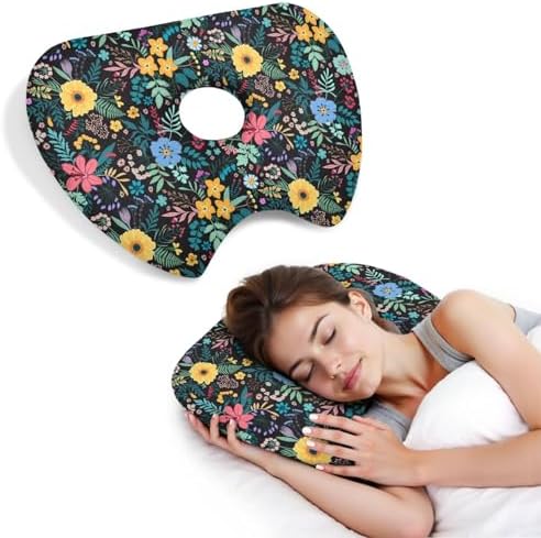 Ear Piercing Pillow for Side Sleepers Pillows with Holes for Ear Pain,Donut Pillow for Ear Side Sleeping Pillow for Adults CNH Ear Pain Relief Pressure Sores Ear Pillow with Hole in Center