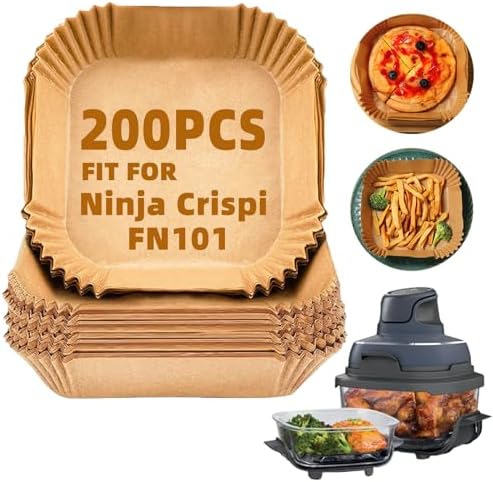 200PCS Air Fryer Liners Disposable for Ninja Crispi FN101GY/ST/SG,LYHOLKEER Parchment Paper For Glass Portable Cooking System Air Fryer,Ninja Crispi Accessories