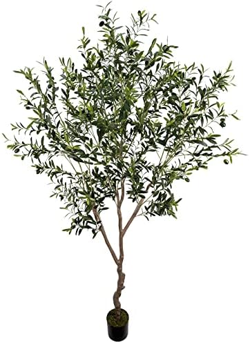 Artificial Olive Tree 7ft(82in,2200+Uv Protection Leaf) Tall,Faux Olive Tree Indoor Artificial Tree for Modern Home Office Living Room Floor Decor Indoor