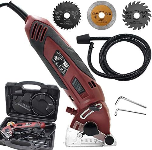 Multifunction Mini Circular Saw Machine Set, 400W High Powered Circular Saw Machine, Professional Compact Circular Saw with 3 Carbide Tipped Blade and Tool Box, for Cut Drywall,Tile, Metal