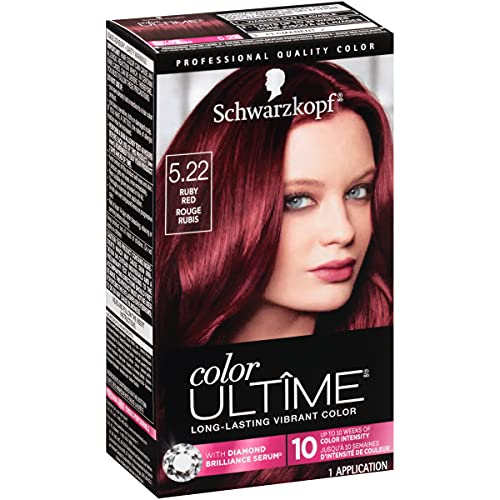 Schwarzkopf Color Ultime Hair Color, 5.22 Ruby Red, 1 Application - Permanent Red Hair Dye for Vivid Color Intensity and Fade-Resistant Shine up to 10 Weeks