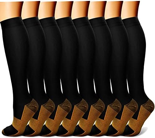 CHARMKING Compression Socks for Women & Men Circulation (8 Pairs) 15-20 mmHg is Best Support for Athletic Running,Hiking