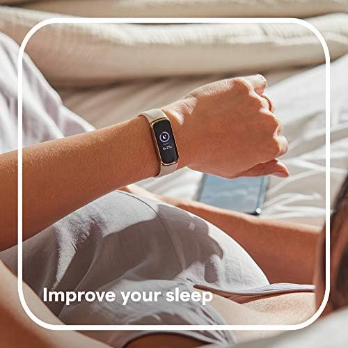Fitbit Luxe Special Edition Fitness and Wellness Tracker, Gorjana Soft Gold Stainless Steel Parker Link Bracelet, One Size (S & L Peony Classic Bands Included)