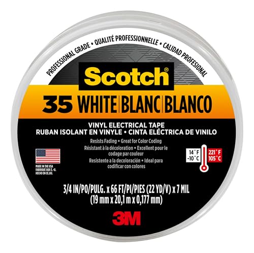 3M Safety 10828 10828-DL-2W Electrical Tape, 3/4" by 66', White, 66 Foot