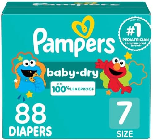 Pampers Diapers - Baby Dry - Size 7, 88 Count, Absorbent Disposable Infant Diaper (Packaging May Vary)
