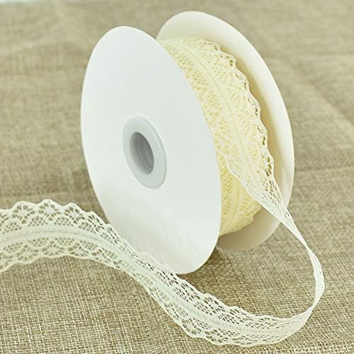 Lace Trim Ribbon Cream White 1.2 Inch Wide Vintage Pattern Roll Ribbons 25 Yards for Gift Wrapping Valentine's Day Floral DIY Bridal Wedding Birthday Party Decorations Halloween Christmas